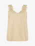 Top uni sans manches texturé - Beige - 1