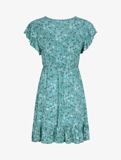 Robe courte coupe patineuse à imprimé fleuri - Vert menthe - 2