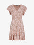 Robe courte coupe patineuse à imprimé fleuri - Vieux rose - 1