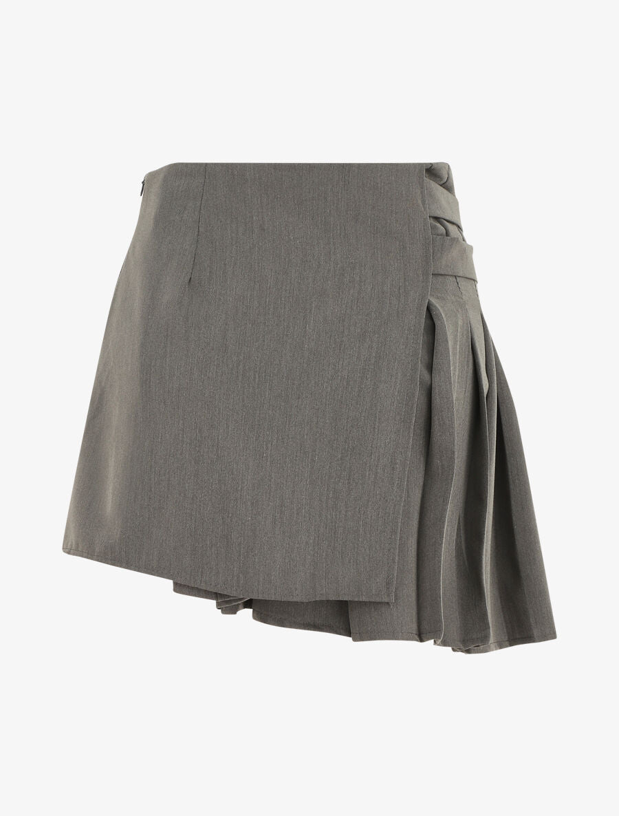 Jupe plissée effet portefeuille - Gris - 2