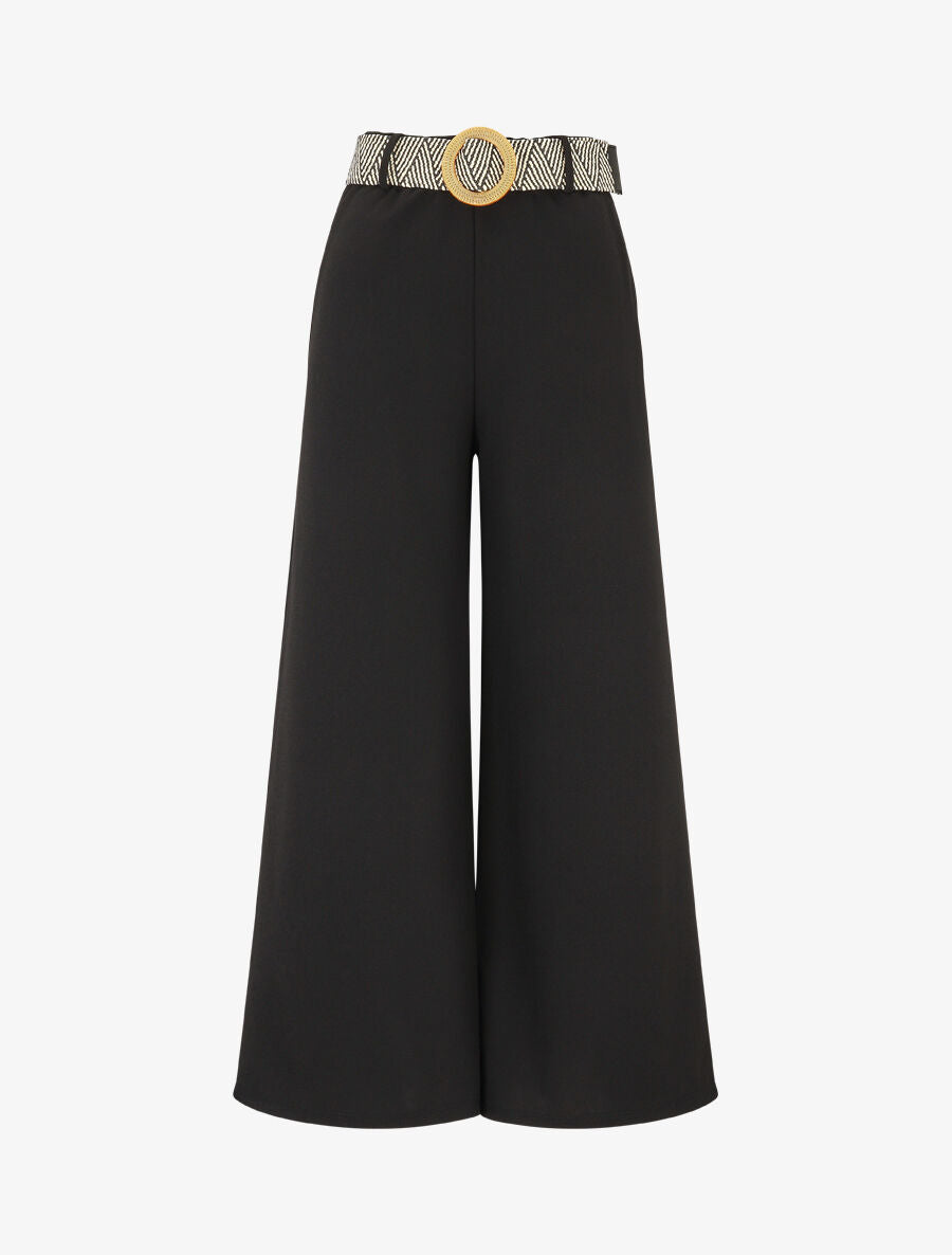 Pantalon long uni fluide - Noir - 1