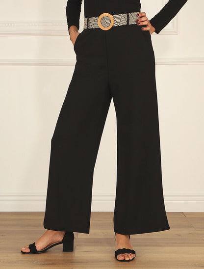 Pantalon long uni fluide - Noir - 4