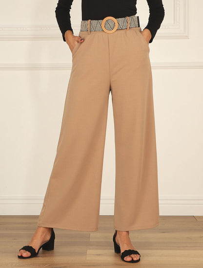 Pantalon long uni fluide - Taupe - 4