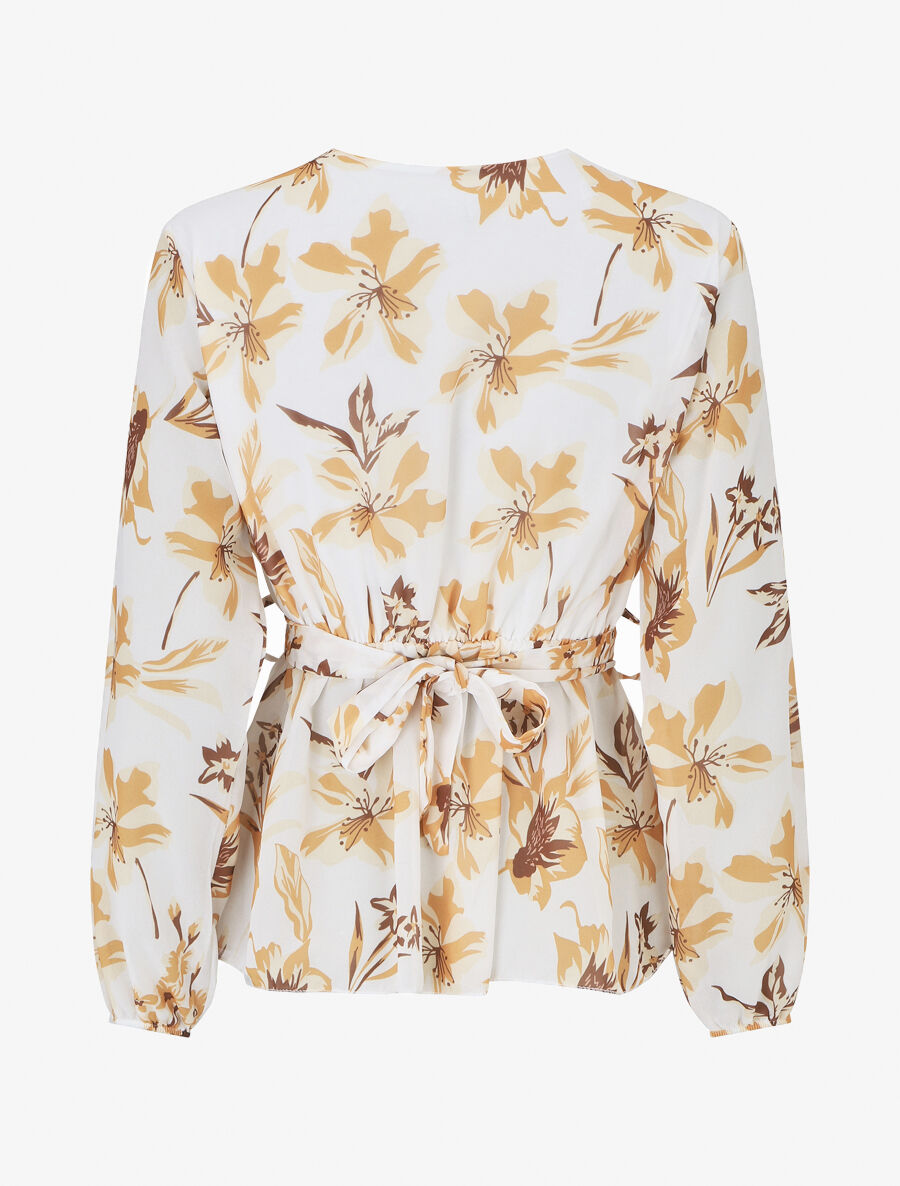 Blouse cache-coeur à imprimé fleuri - Blanc - 2