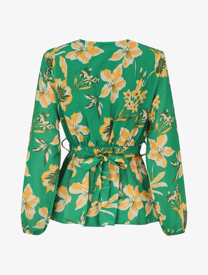 Blouse cache-coeur à imprimé fleuri - Vert - 2