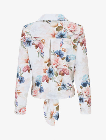 Blouse à nouer imprimé fleuri - Blanc - 2