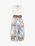 Robe bicolore imprimé feuilles - Blanc - 1