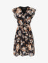 Robe à imprimé fleuri et manches courtes volantées - Noir - 1