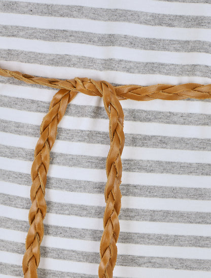 Robe à rayures coupe droite - Gris - 3