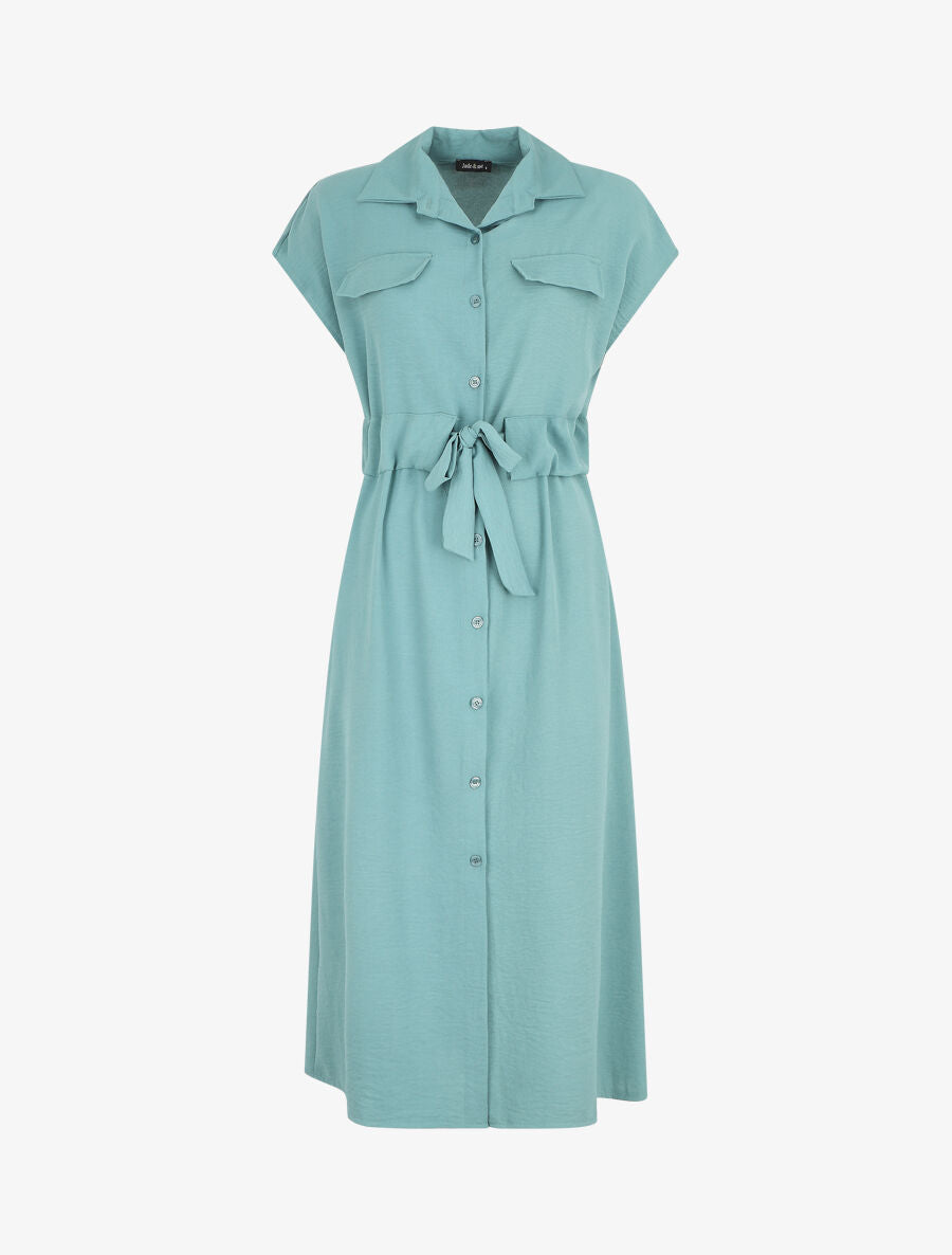 Robe longue style chemise à manches longues - Bleu clair - 5