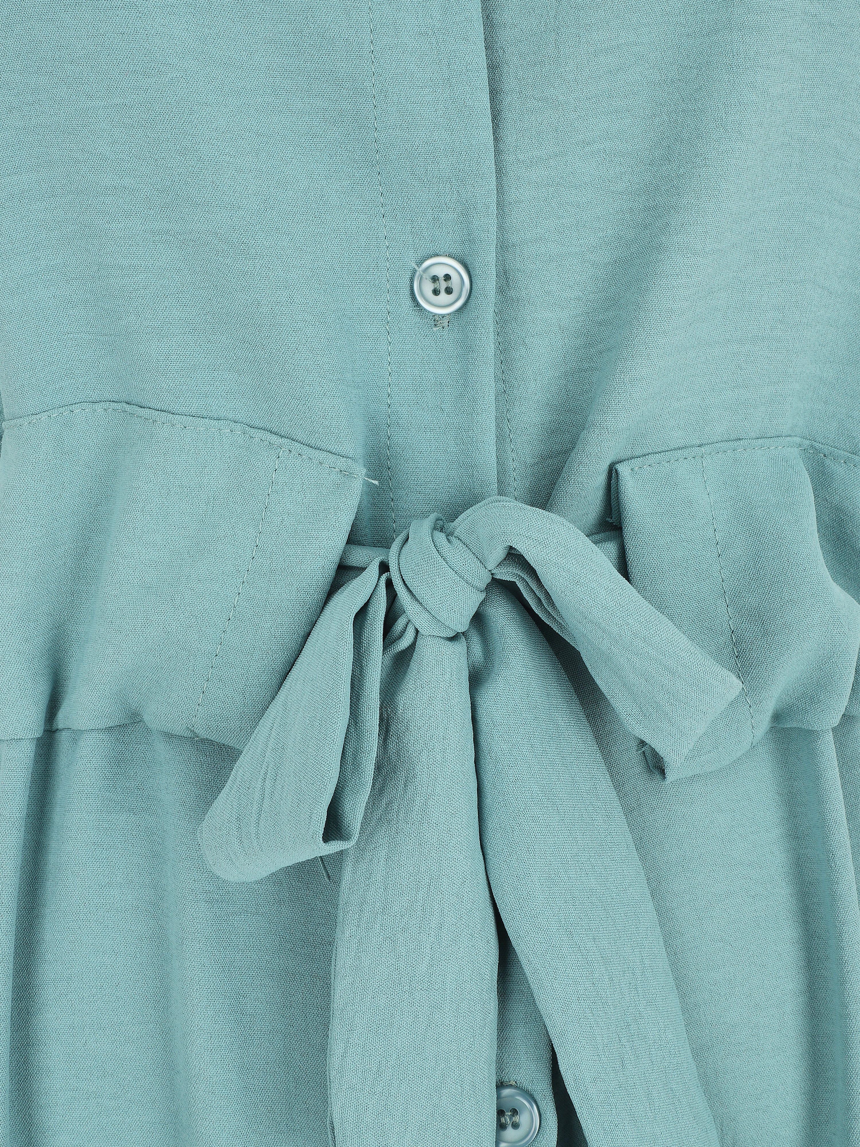 Robe longue style chemise à manches longues - Bleu clair - 3
