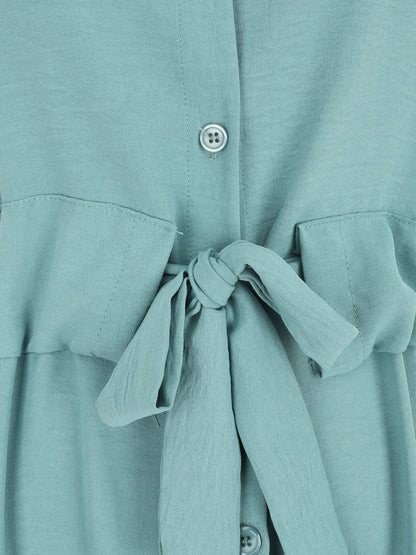 Robe longue style chemise à manches longues - Bleu clair - 3