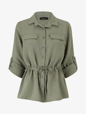 Chemise unie élastiquée - Kaki - 1