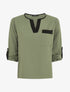 Blouse unie fluide à manches retroussables - Kaki - 5