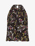 Top sans manches imprimé feuille à col américain - Noir - 1