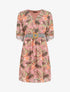 Robe imprimé tropical à taille élastiquée - Vieux rose - 1