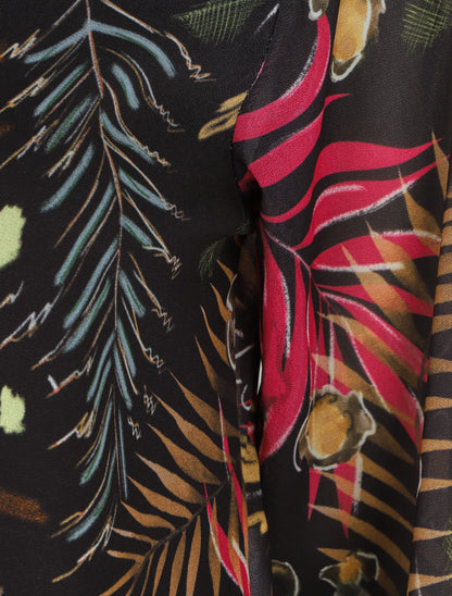 Blouse en voile imprimé tropical - Noir - 3