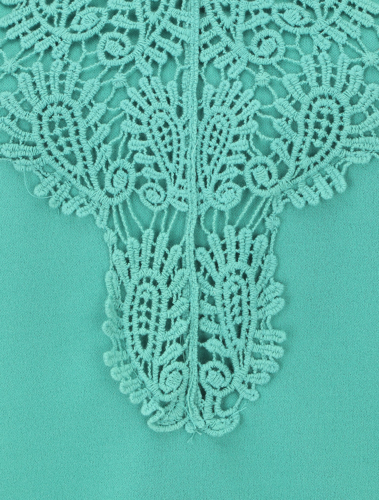 Top uni sans manches col en crochet - Turquoise - 3
