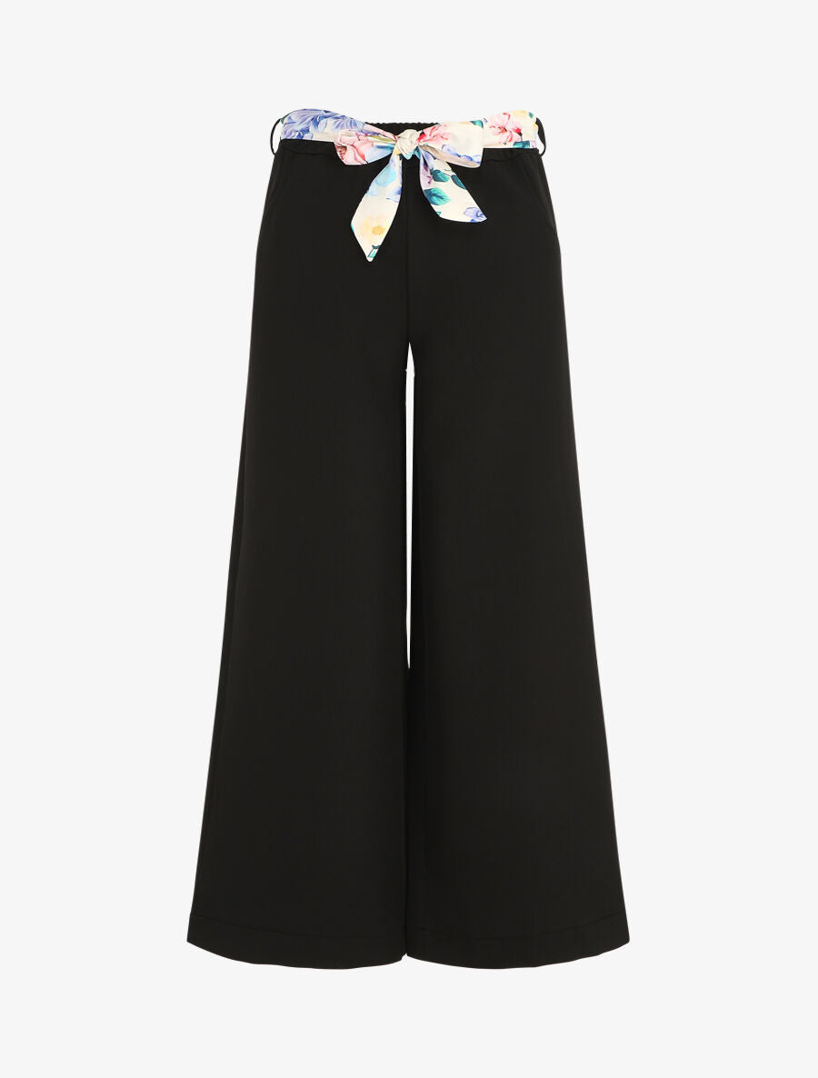 Pantalon ample à taille élastiquée - Noir - 1