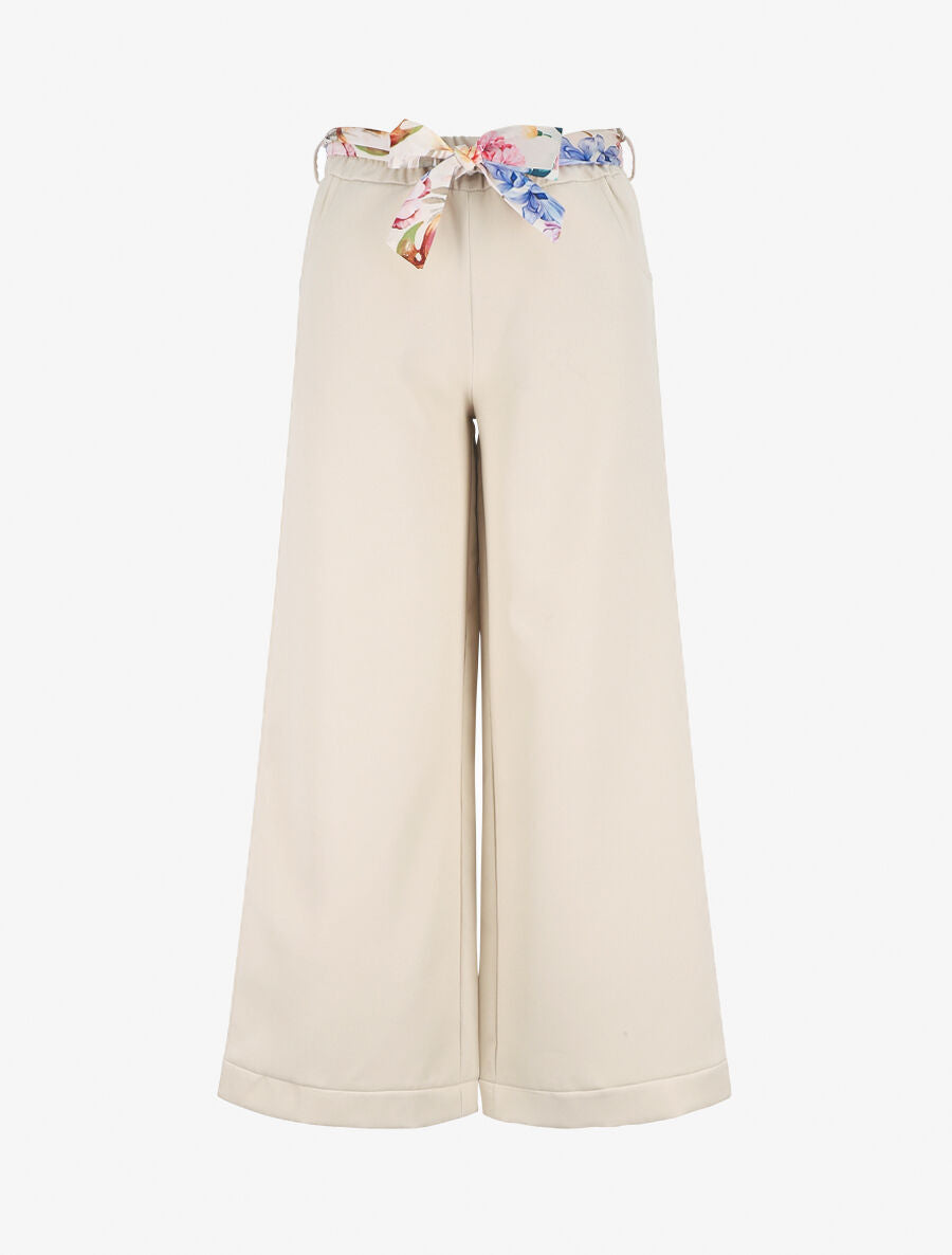 Pantalon ample à taille élastiquée - Beige - 1
