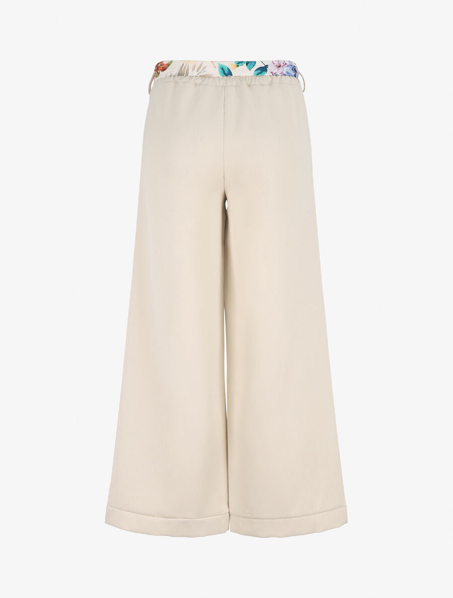 Pantalon ample à taille élastiquée - Beige - 2