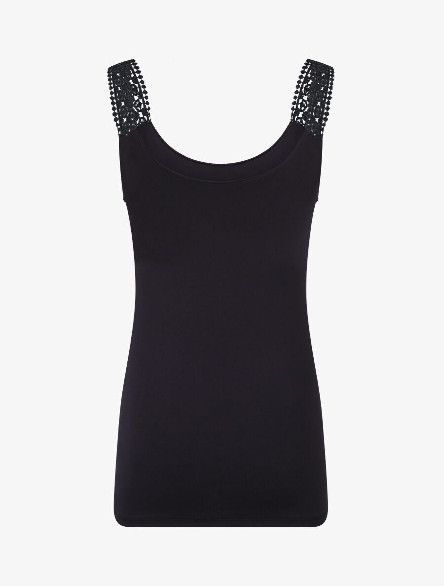 Débardeur coupe droite à bretelles en crochet - Bleu nuit - 2