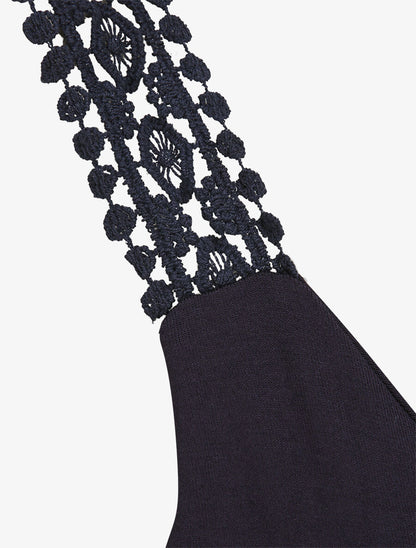 Débardeur coupe droite à bretelles en crochet - Bleu nuit - 3