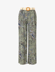 Pantalon fluide imprimé foulard - Kaki - 5