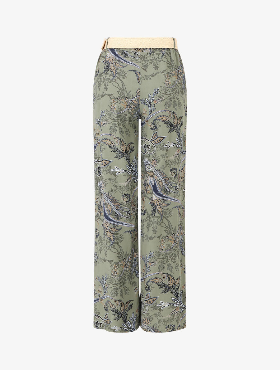 Pantalon fluide imprimé foulard - Kaki - 2