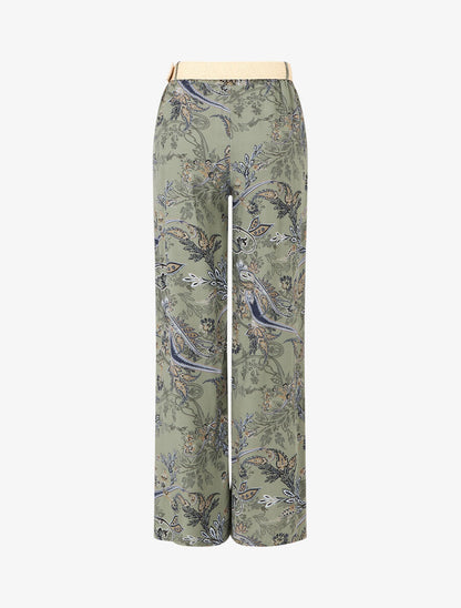 Pantalon fluide imprimé foulard - Kaki - 2