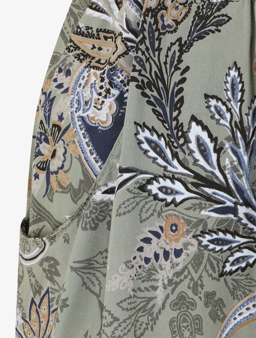 Pantalon fluide imprimé foulard - Kaki - 3