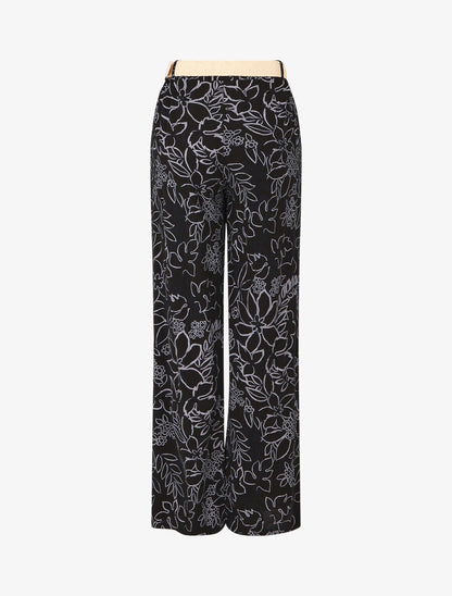 Pantalon fluide imprimé fleurs - Noir - 2
