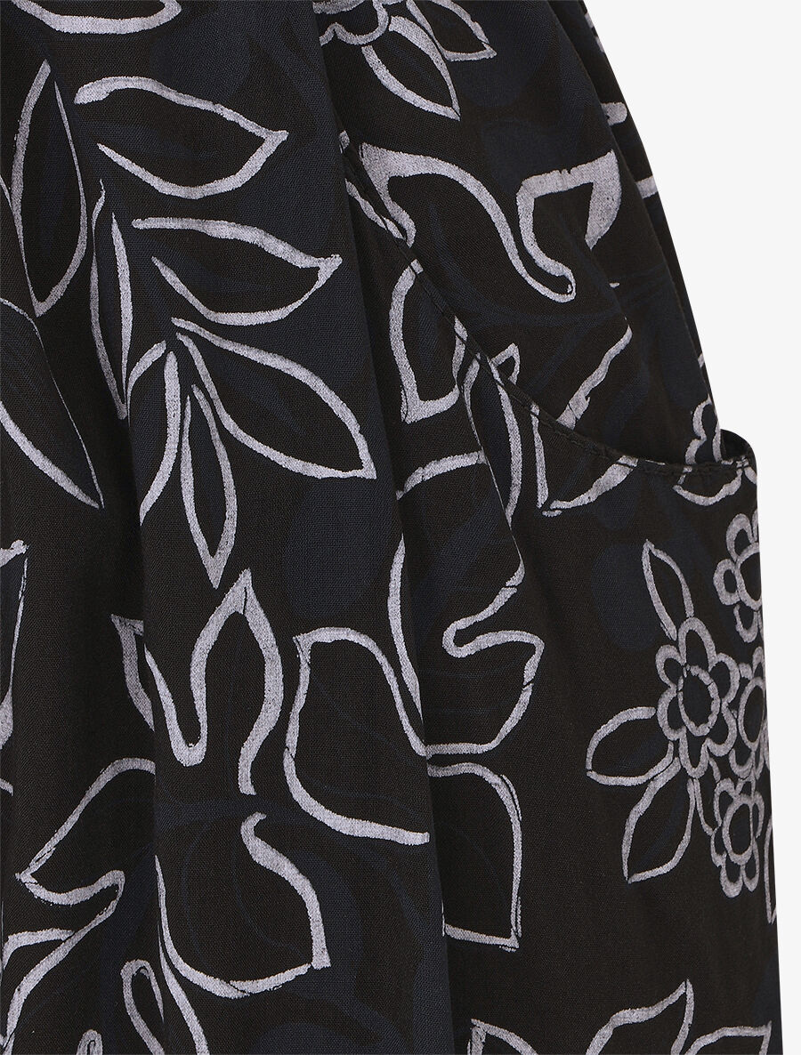Pantalon fluide imprimé fleurs - Noir - 3
