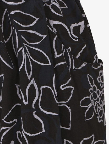 Pantalon fluide imprimé fleurs - Noir - 3