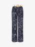 Pantalon fluide imprimé fleurs - Marine - 1