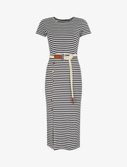 Robe longue à imprimé style marinière - Marine - 1