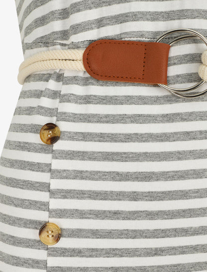 Robe longue à imprimé style marinière - Gris - 3