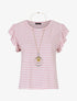 Top droit à rayures et sautoir - Rose - 1