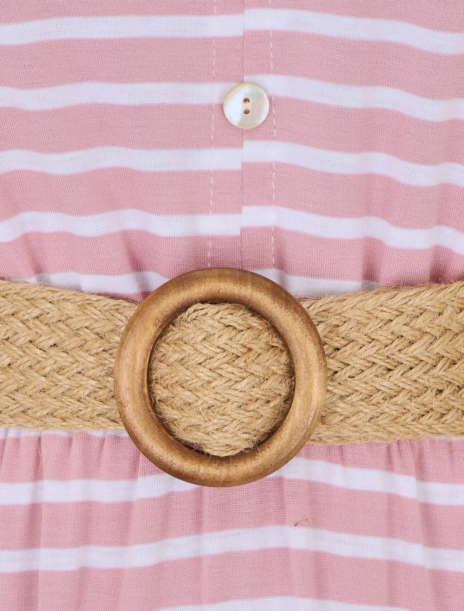Robe imprimé rayures à taille élastiquée - Rose - 3