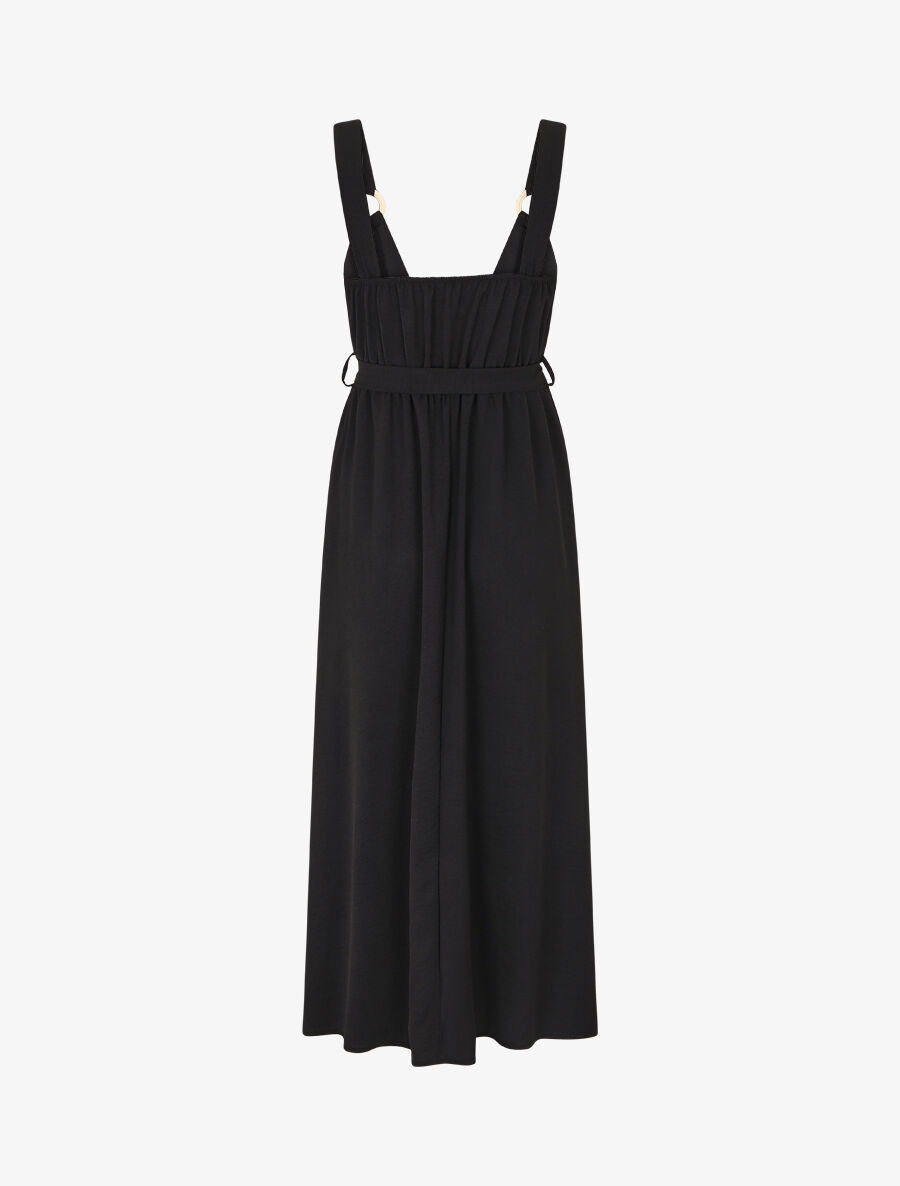 Robe longue élastiquée à bretelles avec anneaux - Noir - 2