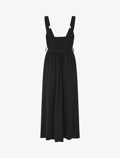 Robe longue élastiquée à bretelles avec anneaux - Noir - 2