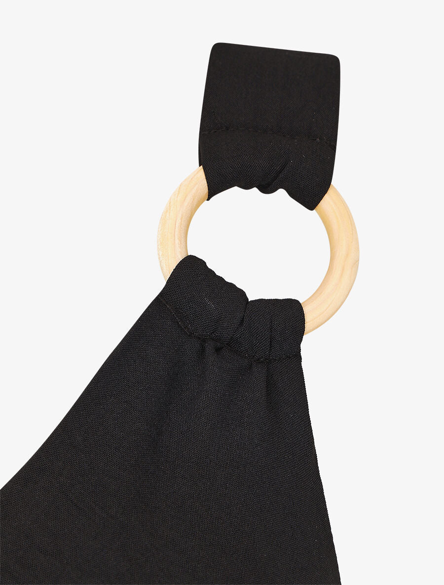Robe longue élastiquée à bretelles avec anneaux - Noir - 3