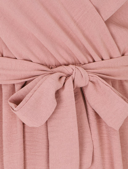 Robe longue élastiquée à bretelles avec anneaux - Vieux rose - 3