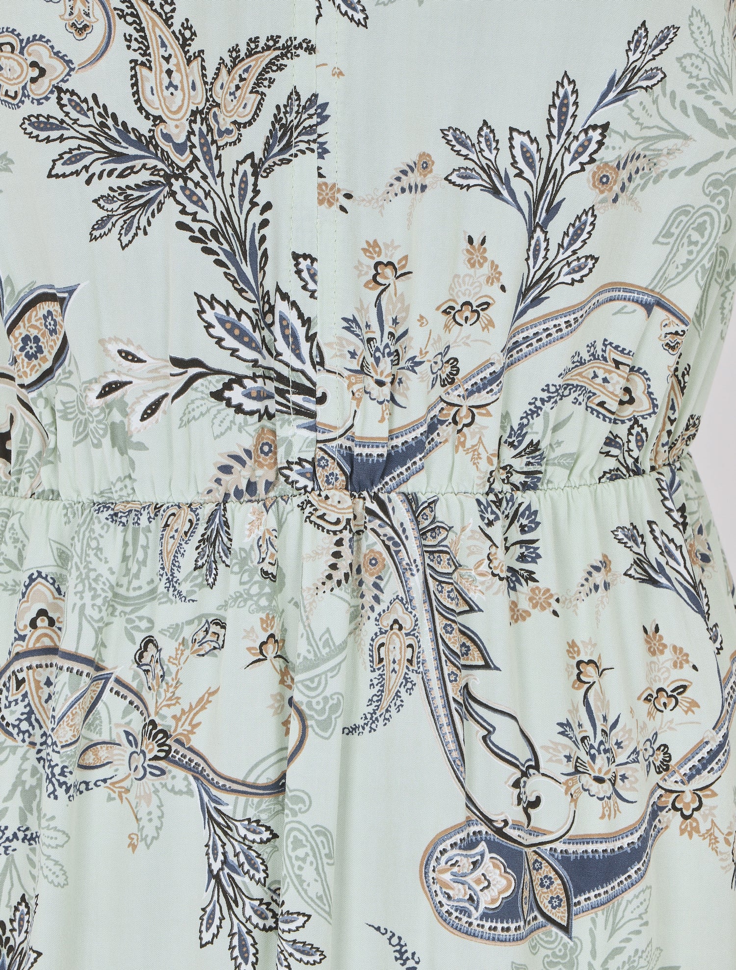 Robe longue élastiquée à imprimé foulard - Vert clair - 3