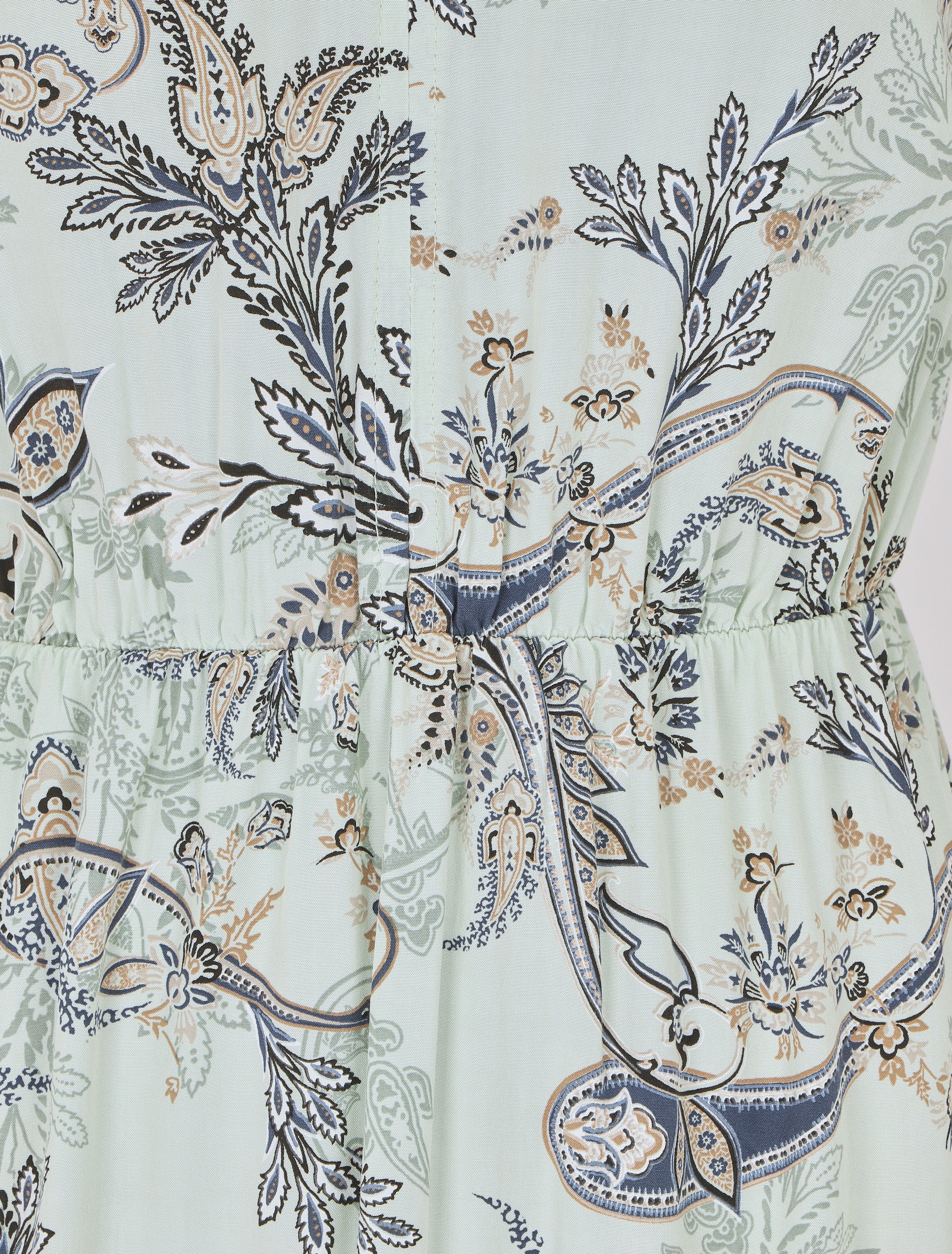Robe longue élastiquée à imprimé foulard - Vert clair - 3