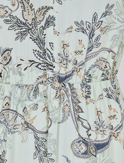 Robe longue élastiquée à imprimé foulard - Vert clair - 3