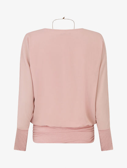 Blouse en voile à bords froncés - Rose - 2