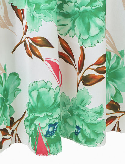 Jupe longue élastiquée imprimé fleurs - Vert - 3