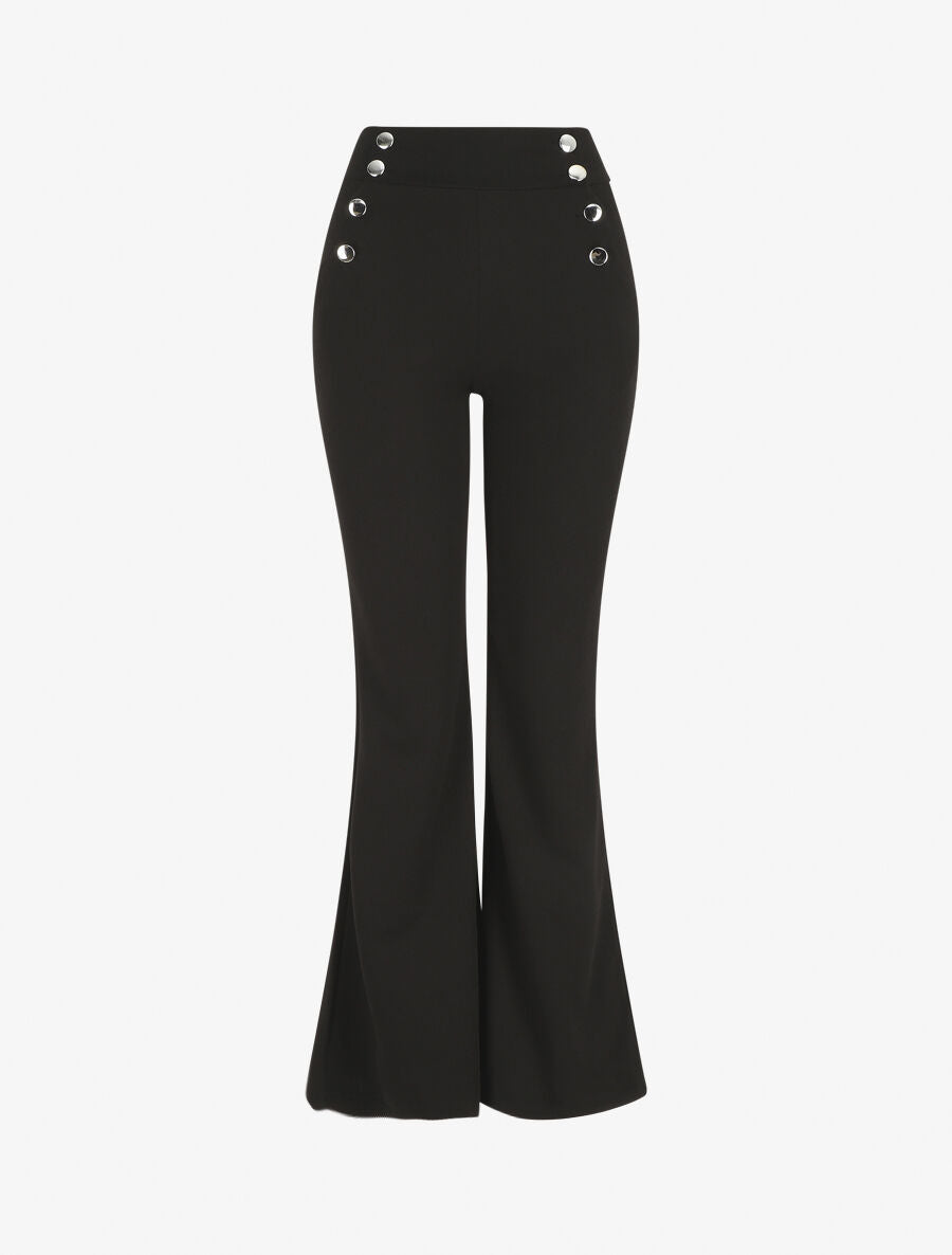 Pantalon fluide à fermeture stylisée - Noir - 1