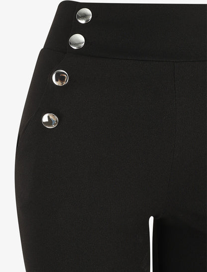 Pantalon fluide à fermeture stylisée - Noir - 3